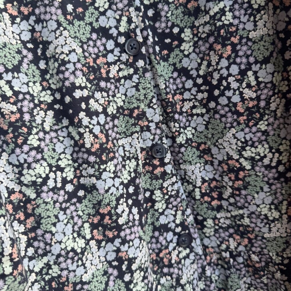 J. Jill Short Sleeve V-Neck Button Up Floral Tiered Dress Women's Size XL - Picture 7 of 8